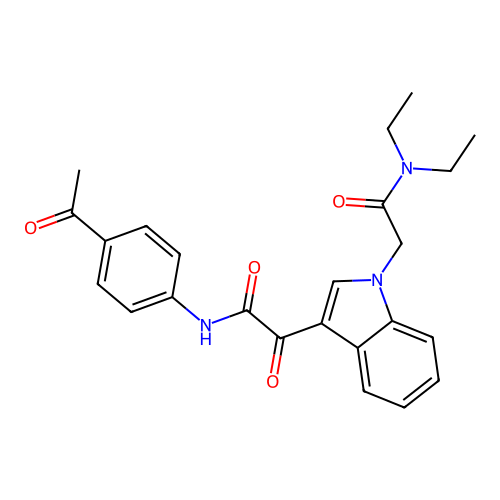 N-(4-acetylphenyl)-2-[1-[2-(diethylamino)-2-oxoethyl]indol-3-yl]-2-oxoacetamide structure