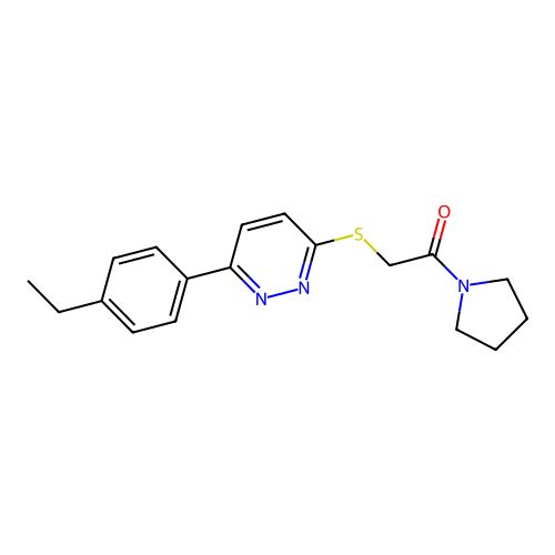 2-[6-(4-Ethylphenyl)pyridazin-3-yl]sulfanyl-1-pyrrolidin-1-ylethanone structure