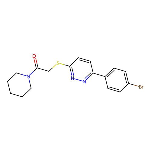 2-[6-(4-Bromophenyl)pyridazin-3-yl]sulfanyl-1-piperidin-1-ylethanone structure