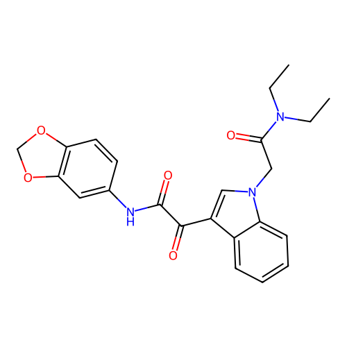 2-(3-{[(2H-1,3-benzodioxol-5-yl)carbamoyl]carbonyl}-1H-indol-1-yl)-N,N-diethylacetamide structure