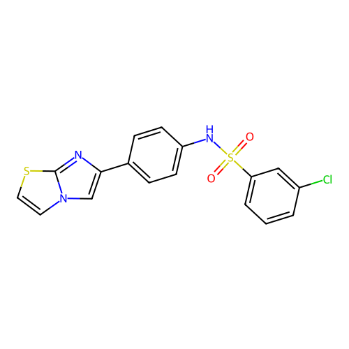 3-chloro-N-(4-(imidazo[2,1-b]thiazol-6-yl)phenyl)benzenesulfonamide structure