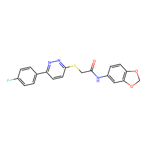 N-(1,3-benzodioxol-5-yl)-2-[6-(4-fluorophenyl)pyridazin-3-yl]sulfanylacetamide structure