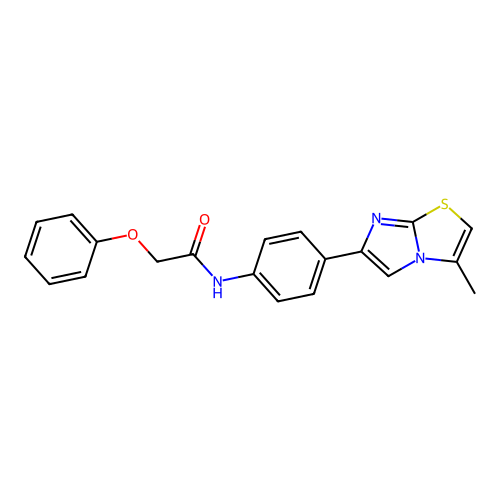 N-(4-{3-methylimidazo[2,1-b][1,3]thiazol-6-yl}phenyl)-2-phenoxyacetamide structure