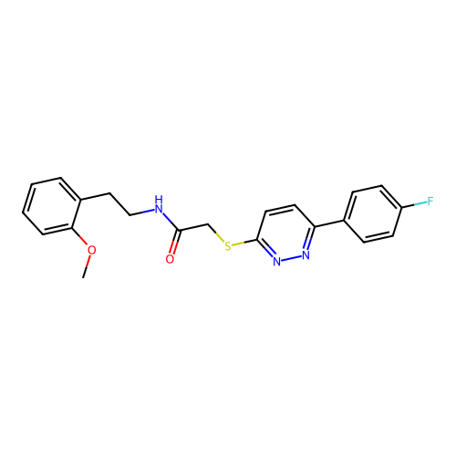 2-((6-(4-fluorophenyl)pyridazin-3-yl)thio)-N-(2-methoxyphenethyl)acetamide structure