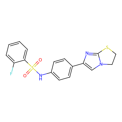 N-(4-(2,3-dihydroimidazo[2,1-b]thiazol-6-yl)phenyl)-2-fluorobenzenesulfonamide structure
