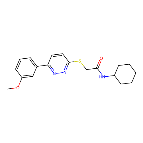 N-cyclohexyl-2-((6-(3-methoxyphenyl)pyridazin-3-yl)thio)acetamide structure