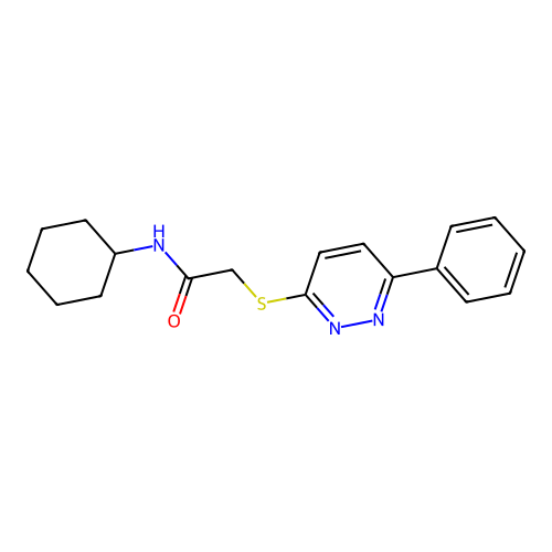 N-cyclohexyl-2-(6-phenylpyridazin-3-yl)sulfanylacetamide structure