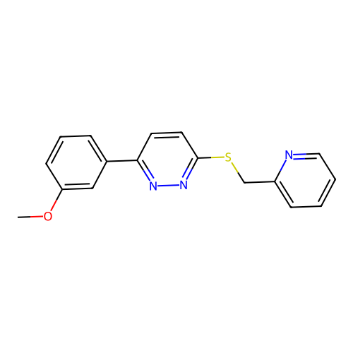 3-(3-Methoxyphenyl)-6-((pyridin-2-ylmethyl)thio)pyridazine structure