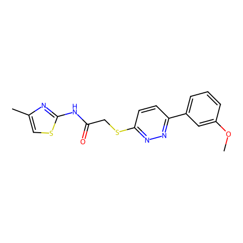 2-((6-(3-methoxyphenyl)pyridazin-3-yl)thio)-N-(4-methylthiazol-2-yl)acetamide structure