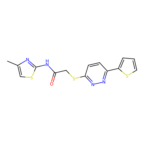 N-(4-methylthiazol-2-yl)-2-((6-(thiophen-2-yl)pyridazin-3-yl)thio)acetamide structure