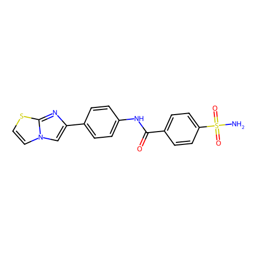 N-(4-{imidazo[2,1-b][1,3]thiazol-6-yl}phenyl)-4-sulfamoylbenzamide structure