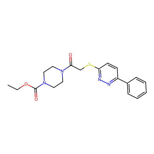 Ethyl 4-[2-(6-phenylpyridazin-3-yl)sulfanylacetyl]piperazine-1-carboxylate structure