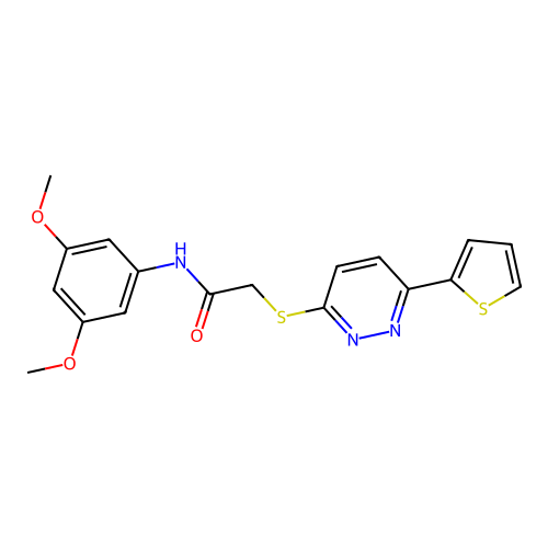N-(3,5-dimethoxyphenyl)-2-(6-thiophen-2-ylpyridazin-3-yl)sulfanylacetamide structure