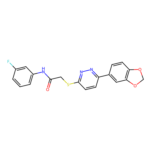 2-[6-(1,3-benzodioxol-5-yl)pyridazin-3-yl]sulfanyl-N-(3-fluorophenyl)acetamide structure