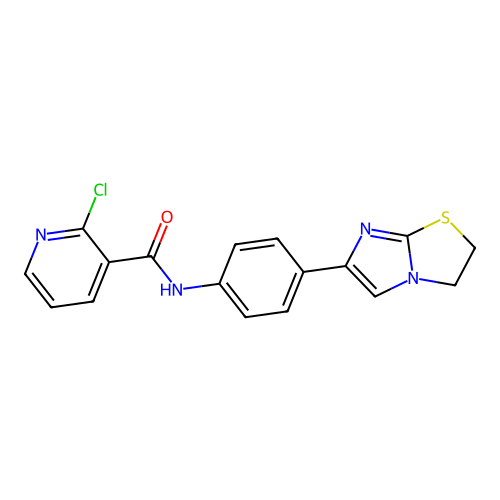 2-chloro-N-(4-(2,3-dihydroimidazo[2,1-b]thiazol-6-yl)phenyl)nicotinamide structure