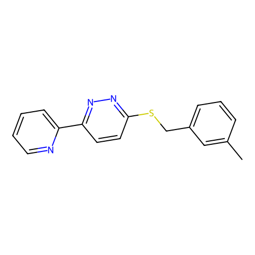 3-((3-Methylbenzyl)thio)-6-(pyridin-2-yl)pyridazine structure