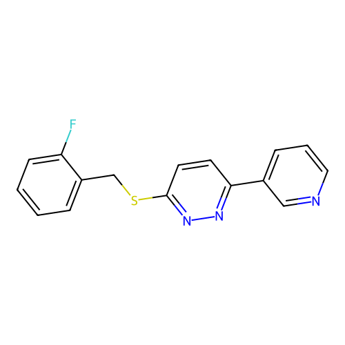 3-((2-Fluorobenzyl)thio)-6-(pyridin-3-yl)pyridazine structure