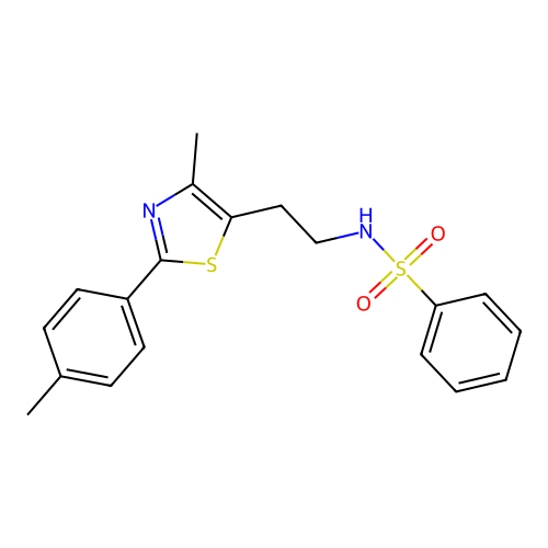 N-{2-[4-methyl-2-(4-methylphenyl)-1,3-thiazol-5-yl]ethyl}benzenesulfonamide structure