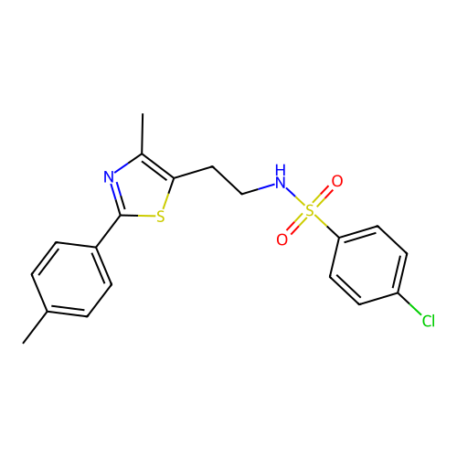 4-chloro-N-{2-[4-methyl-2-(4-methylphenyl)-1,3-thiazol-5-yl]ethyl}benzene-1-sulfonamide structure