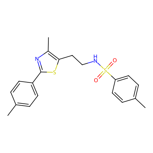 4-methyl-N-{2-[4-methyl-2-(4-methylphenyl)-1,3-thiazol-5-yl]ethyl}benzene-1-sulfonamide structure