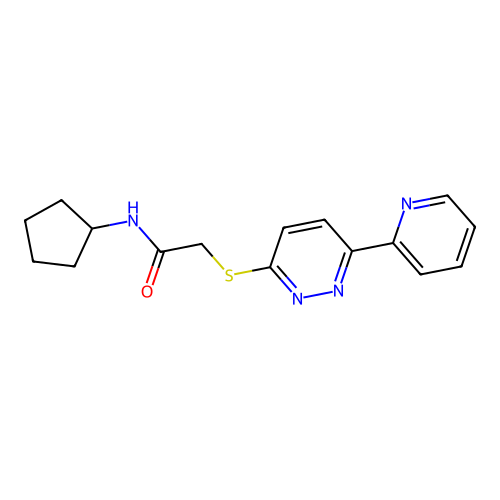 N-cyclopentyl-2-[[6-(2-pyridinyl)-3-pyridazinyl]thio]acetamide structure