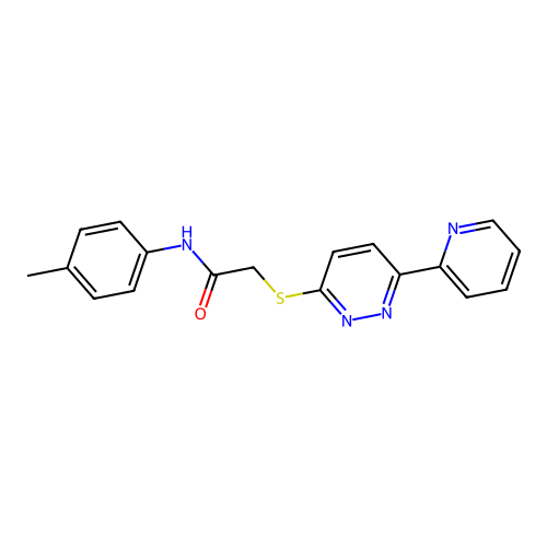 N-(4-methylphenyl)-2-(6-pyridin-2-ylpyridazin-3-yl)sulfanylacetamide structure