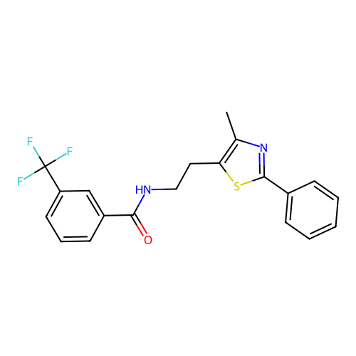 N-[2-(4-methyl-2-phenyl-1,3-thiazol-5-yl)ethyl]-3-(trifluoromethyl)benzamide structure