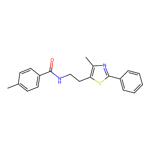 4-methyl-N-[2-(4-methyl-2-phenyl-1,3-thiazol-5-yl)ethyl]benzamide structure