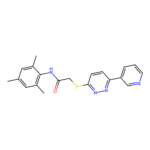N-mesityl-2-((6-(pyridin-3-yl)pyridazin-3-yl)thio)acetamide structure
