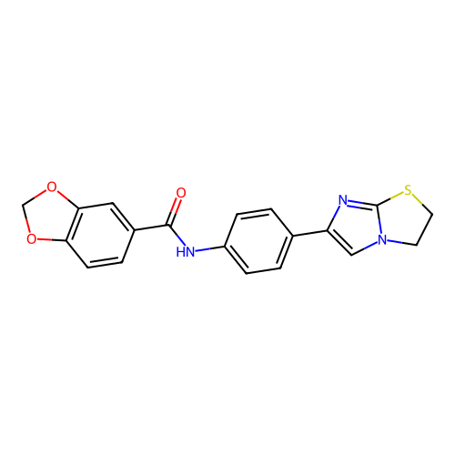 N-(4-(2,3-dihydroimidazo[2,1-b]thiazol-6-yl)phenyl)benzo[d][1,3]dioxole-5-carboxamide structure