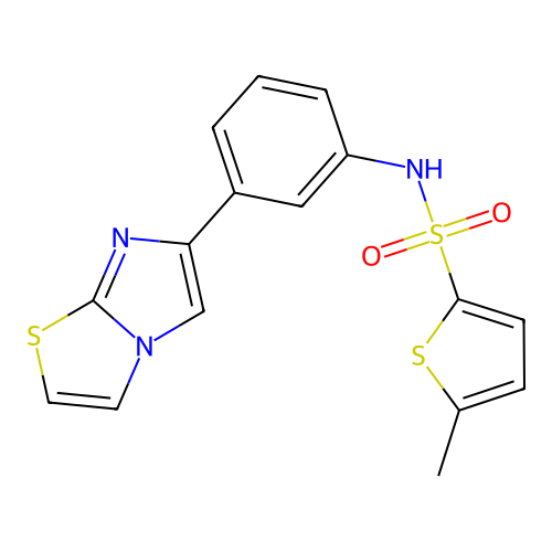 N-(3-(imidazo[2,1-b]thiazol-6-yl)phenyl)-5-methylthiophene-2-sulfonamide structure
