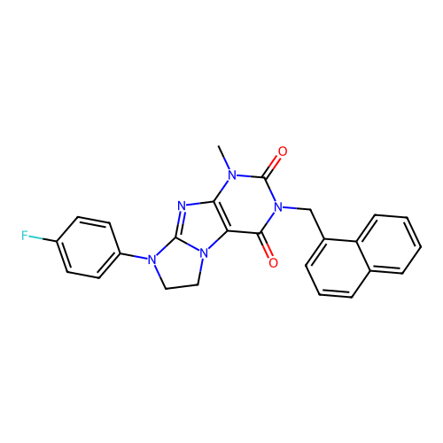 8-(4-fluorophenyl)-1-methyl-3-(naphthalen-1-ylmethyl)-7,8-dihydro-1H-imidazo[2,1-f]purine-2,4(3H,6H)-dione structure