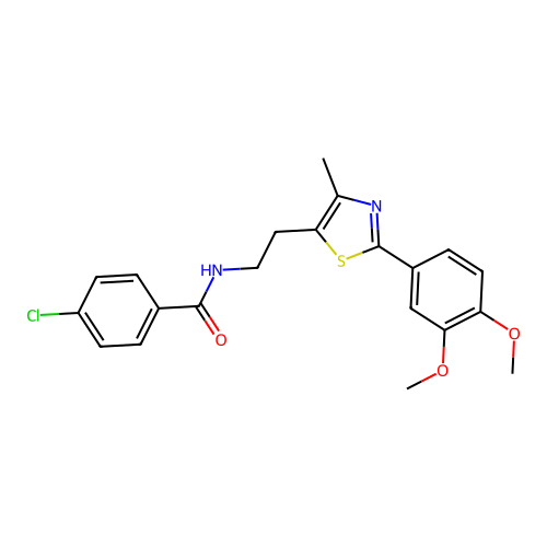 4-chloro-N-{2-[2-(3,4-dimethoxyphenyl)-4-methyl-1,3-thiazol-5-yl]ethyl}benzamide structure