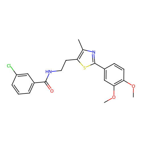 3-chloro-N-{2-[2-(3,4-dimethoxyphenyl)-4-methyl-1,3-thiazol-5-yl]ethyl}benzamide structure