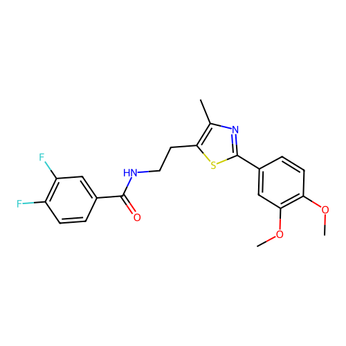 N-{2-[2-(3,4-dimethoxyphenyl)-4-methyl-1,3-thiazol-5-yl]ethyl}-3,4-difluorobenzamide structure