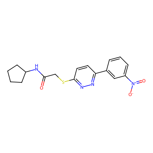 N-cyclopentyl-2-[6-(3-nitrophenyl)pyridazin-3-yl]sulfanylacetamide structure