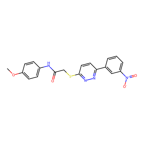 N-(4-methoxyphenyl)-2-[6-(3-nitrophenyl)pyridazin-3-yl]sulfanylacetamide structure