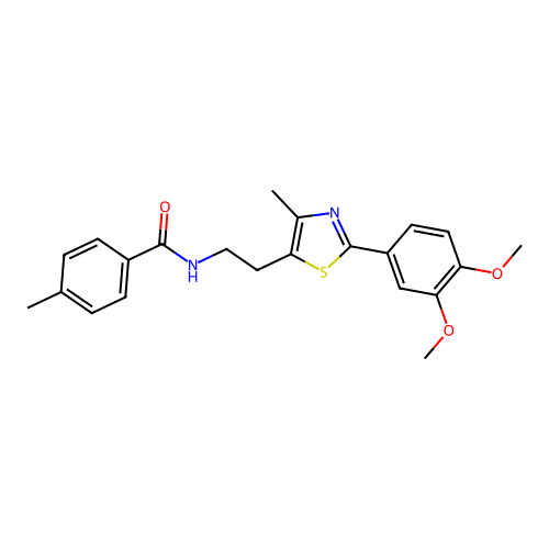 N-{2-[2-(3,4-dimethoxyphenyl)-4-methyl-1,3-thiazol-5-yl]ethyl}-4-methylbenzamide structure