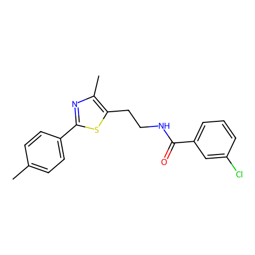 3-chloro-N-{2-[4-methyl-2-(4-methylphenyl)-1,3-thiazol-5-yl]ethyl}benzamide structure