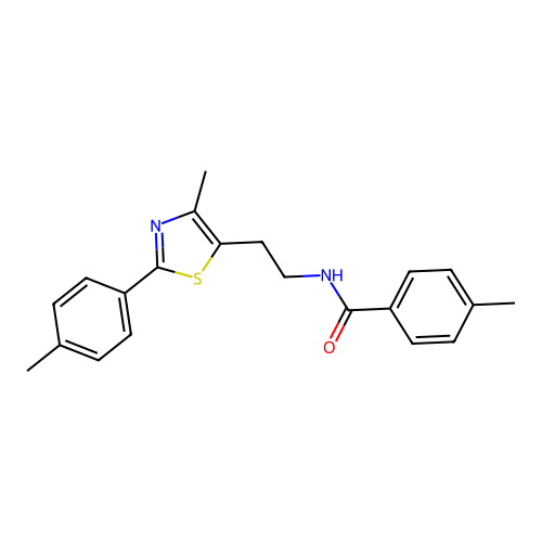 4-methyl-N-{2-[4-methyl-2-(4-methylphenyl)-1,3-thiazol-5-yl]ethyl}benzamide structure