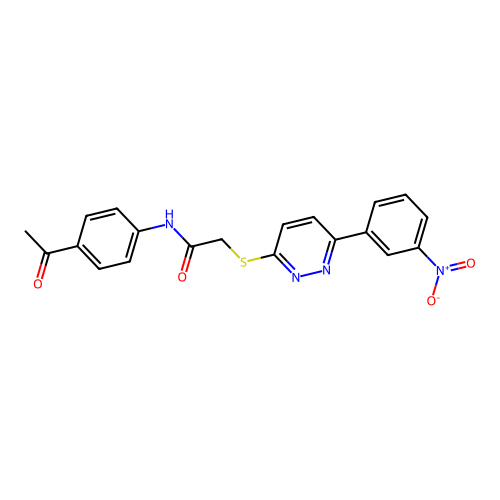 N-(4-acetylphenyl)-2-[6-(3-nitrophenyl)pyridazin-3-yl]sulfanylacetamide structure