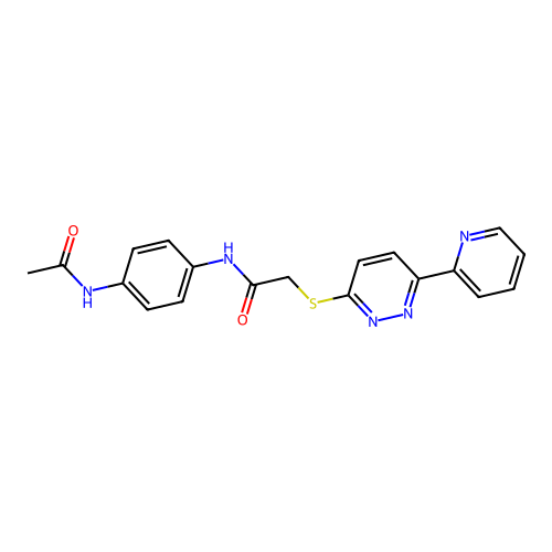 N-(4-acetamidophenyl)-2-(6-pyridin-2-ylpyridazin-3-yl)sulfanylacetamide structure