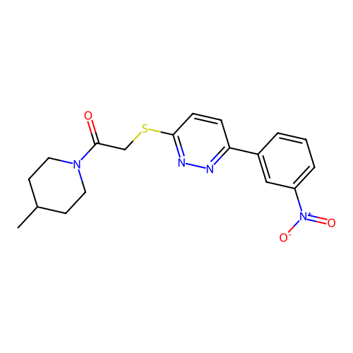1-(4-Methylpiperidin-1-yl)-2-[6-(3-nitrophenyl)pyridazin-3-yl]sulfanylethanone structure