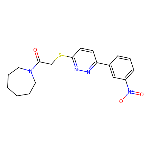 1-(Azepan-1-yl)-2-[6-(3-nitrophenyl)pyridazin-3-yl]sulfanylethanone structure