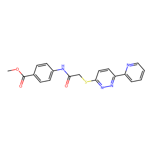 Methyl 4-[[2-(6-pyridin-2-ylpyridazin-3-yl)sulfanylacetyl]amino]benzoate structure