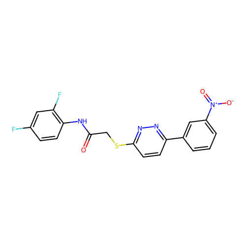 N-(2,4-difluorophenyl)-2-[6-(3-nitrophenyl)pyridazin-3-yl]sulfanylacetamide structure