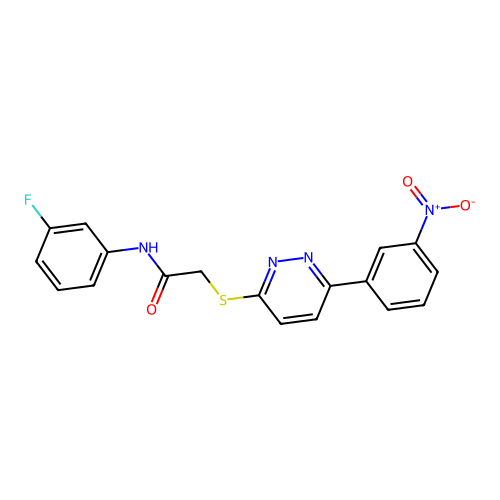 N-(3-fluorophenyl)-2-[6-(3-nitrophenyl)pyridazin-3-yl]sulfanylacetamide structure