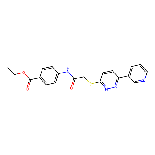 Ethyl 4-(2-((6-(pyridin-3-yl)pyridazin-3-yl)thio)acetamido)benzoate structure