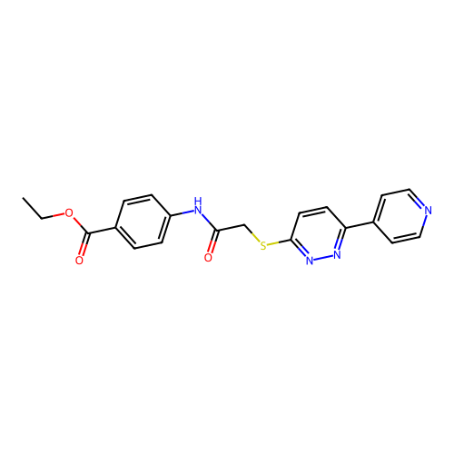 Ethyl 4-(2-((6-(pyridin-4-yl)pyridazin-3-yl)thio)acetamido)benzoate structure