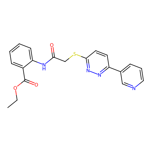 Ethyl 2-(2-((6-(pyridin-3-yl)pyridazin-3-yl)thio)acetamido)benzoate structure